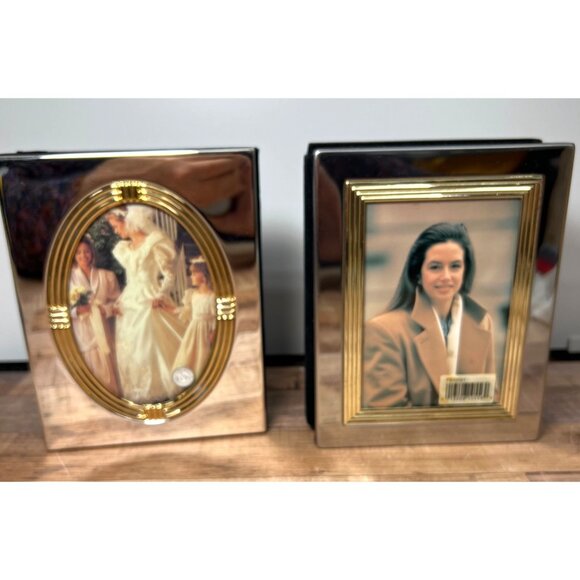 Set Of Two Silverplated Photo Albums With Goldtone Accents Velvet Cover - Picture 1 of 8